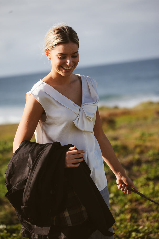 Veronica Maine Top with in beautiful classical ivory.